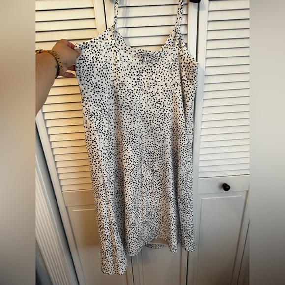 Gap Cami Button Front Dress 12 Spaghetti Strap Polka Dots White Navy - Picture 5 of 5